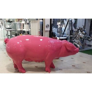 Estatua de cerdo rosa tamaño naturaleza By-Rod - 4