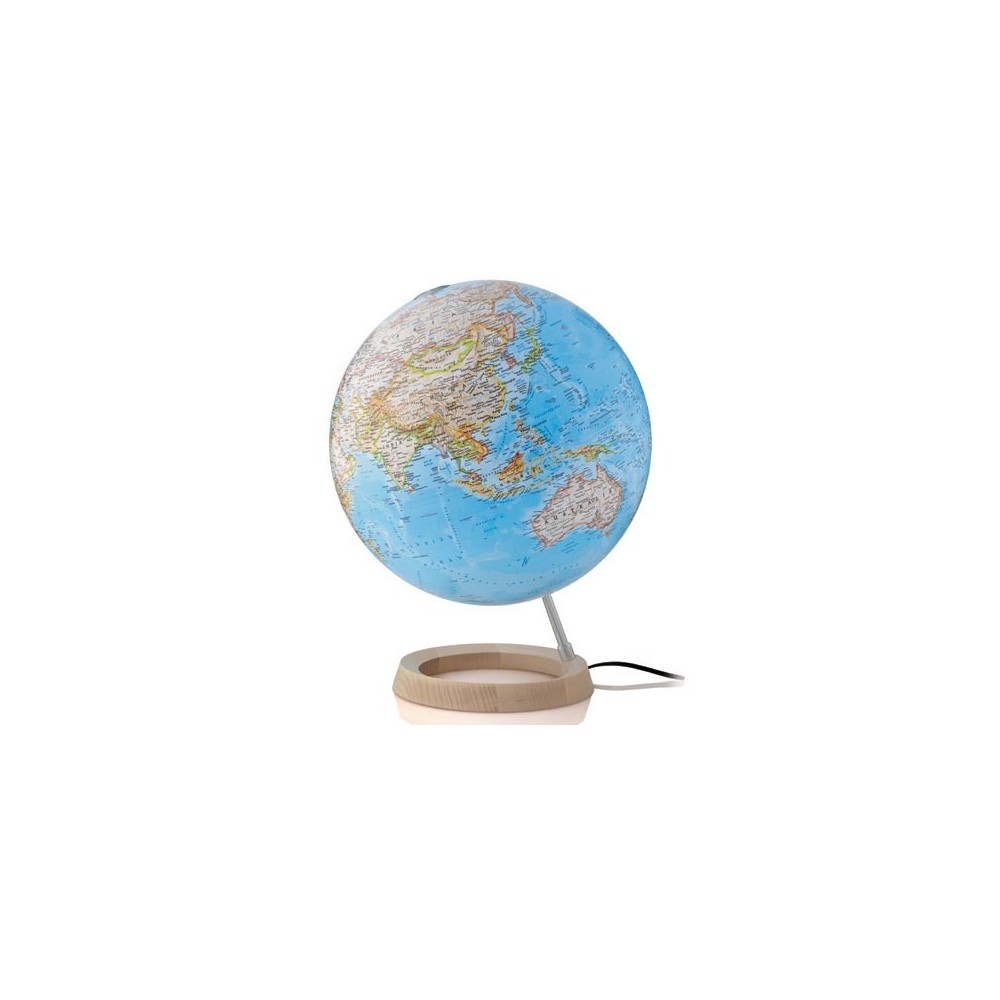 Globe Terrestre Lumineux - Bleu - 14 cm - Support en bois - Guirlandes et  bougies led - Fabriquer son luminaire