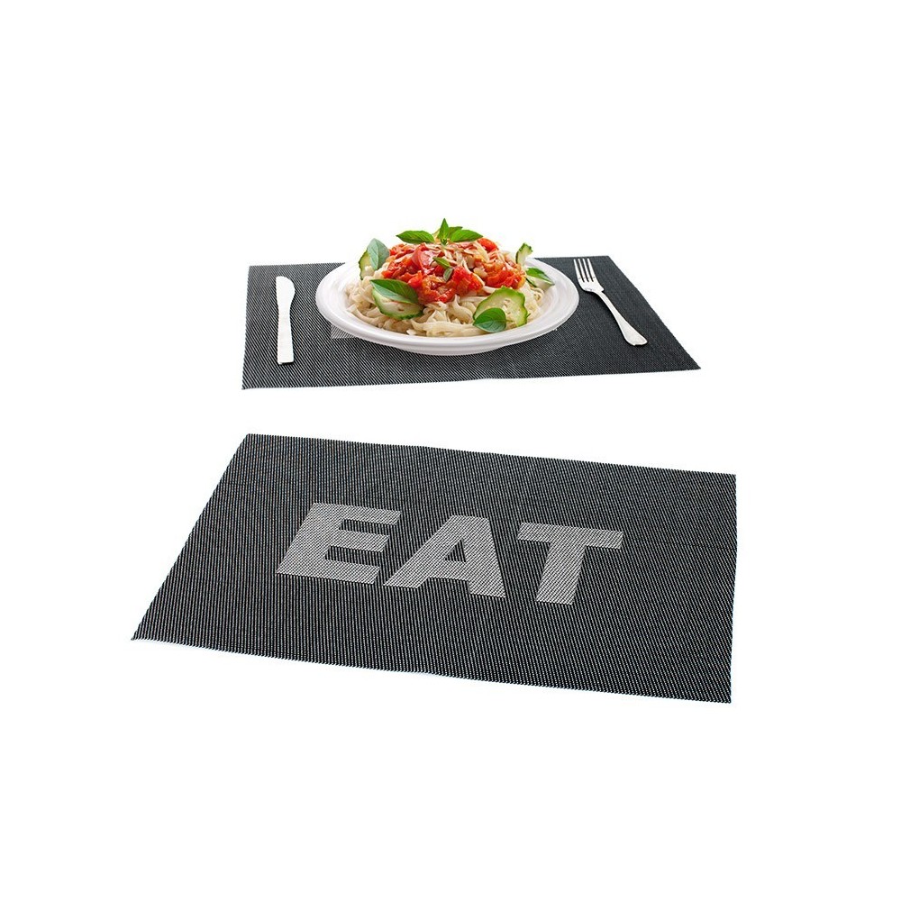 SET OF 2 EAT BLACK PLACE MATS BALVI