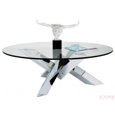 Mesa de centro redonda de diseño Crystal cromo/vidrio