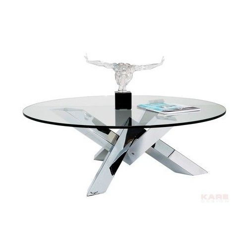 Table basse Crystal design ronde chrome/verre