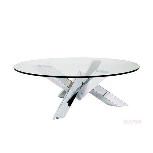 Crystal designer round coffee table chrome/glass