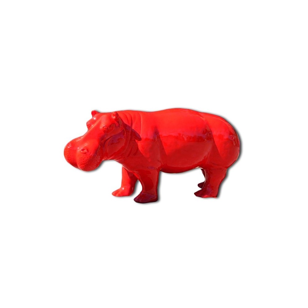 Large red Hippopotamus statue