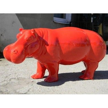 Statue Hippopotame rouge grand modèle
