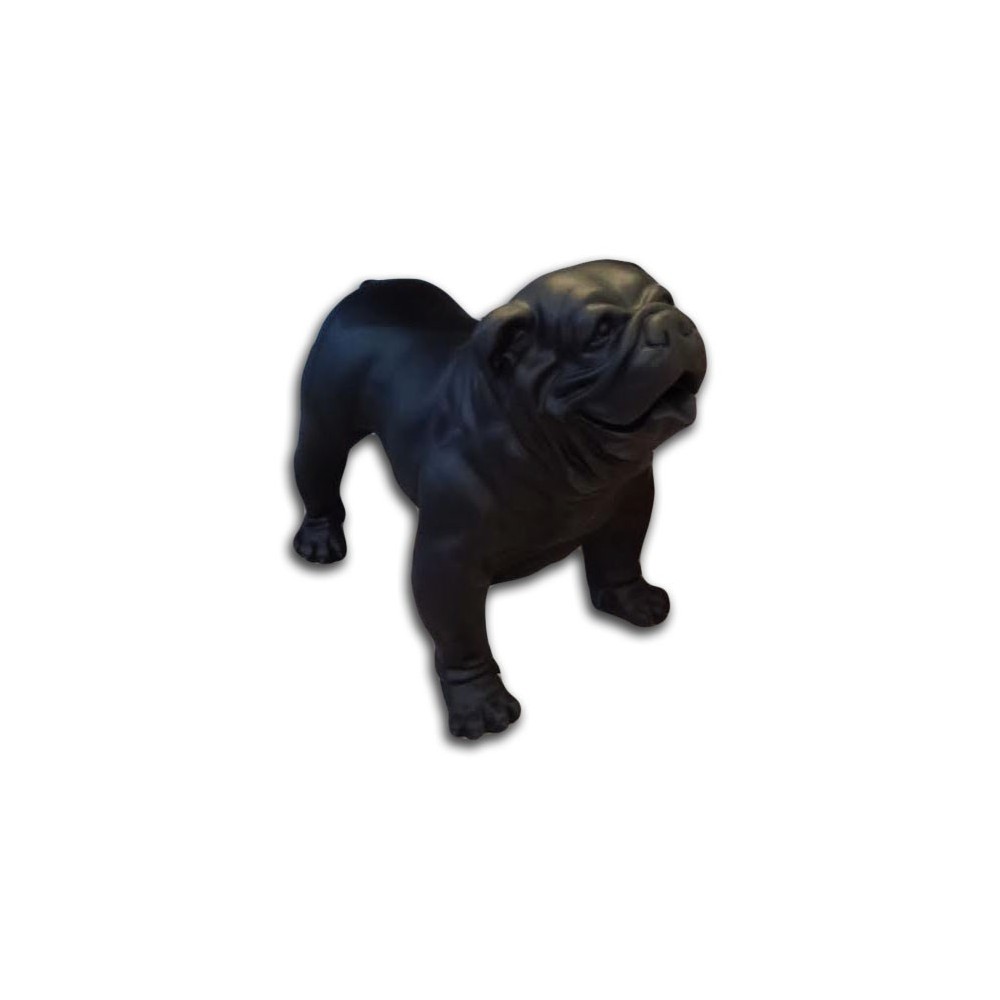 Estátua de bulldog inglês preto fosco