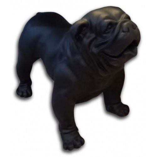 Matte black English bulldog statue