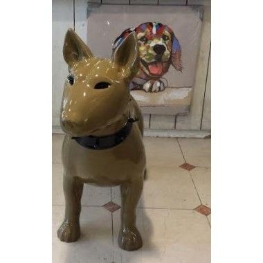 Estátua Bull Terrier kaki colar preto By-Rod - 3