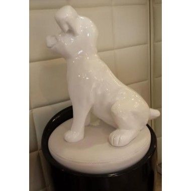 Shiny white Dalmatian dog statue
