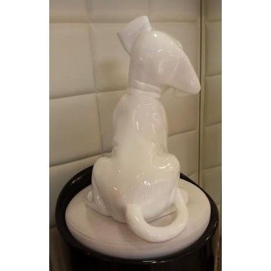 Estátua de cachorro dálmata branco brilhante
