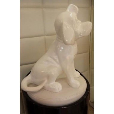 Statue chien dalmatien blanc brillant