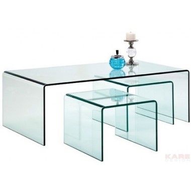 Glass coffee table with extra tables (3/set) Kare design - 1