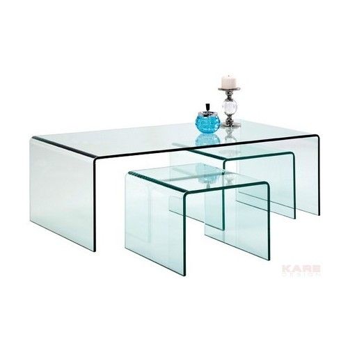 Glas tafeltje met extra tafels (3/set) Kare design - 1