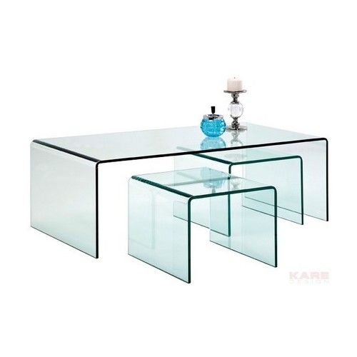 Table basse en verre avec tables d'appoint (3/set) Kare design - 1