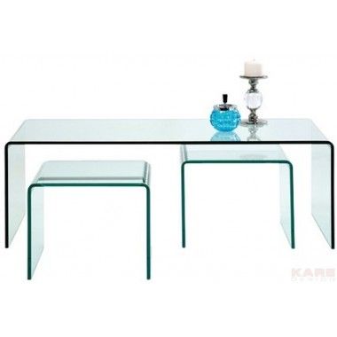 Glas-Kaffeetisch mit zusätzlichen Tischen (3/Set) Kare design - 2