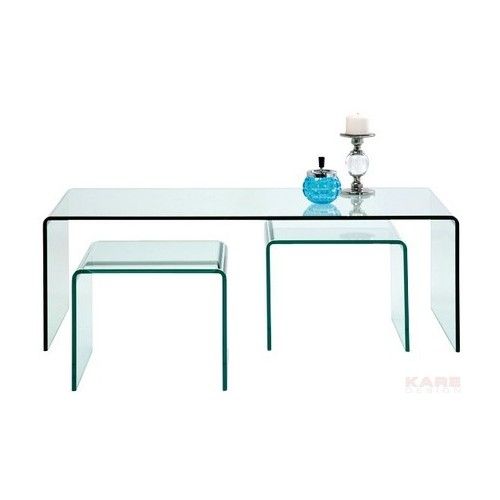 Glass coffee table with extra tables (3/set) Kare design - 1