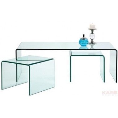 Glass coffee table with extra tables (3/set) Kare design - 3