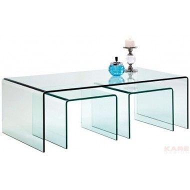 Glass coffee table with extra tables (3/set) Kare design - 4