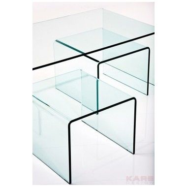Glas tafeltje met extra tafels (3/set) Kare design - 5