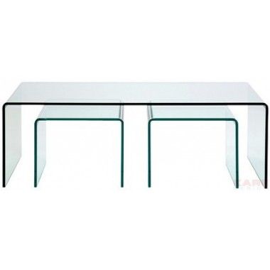 Glass coffee table with extra tables (3/set) Kare design - 6