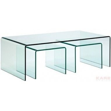 Glass coffee table with extra tables (3/set) Kare design - 7