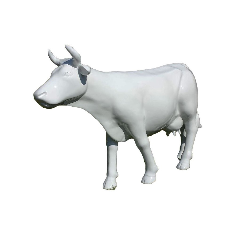 White life-size decorative cow in resin 