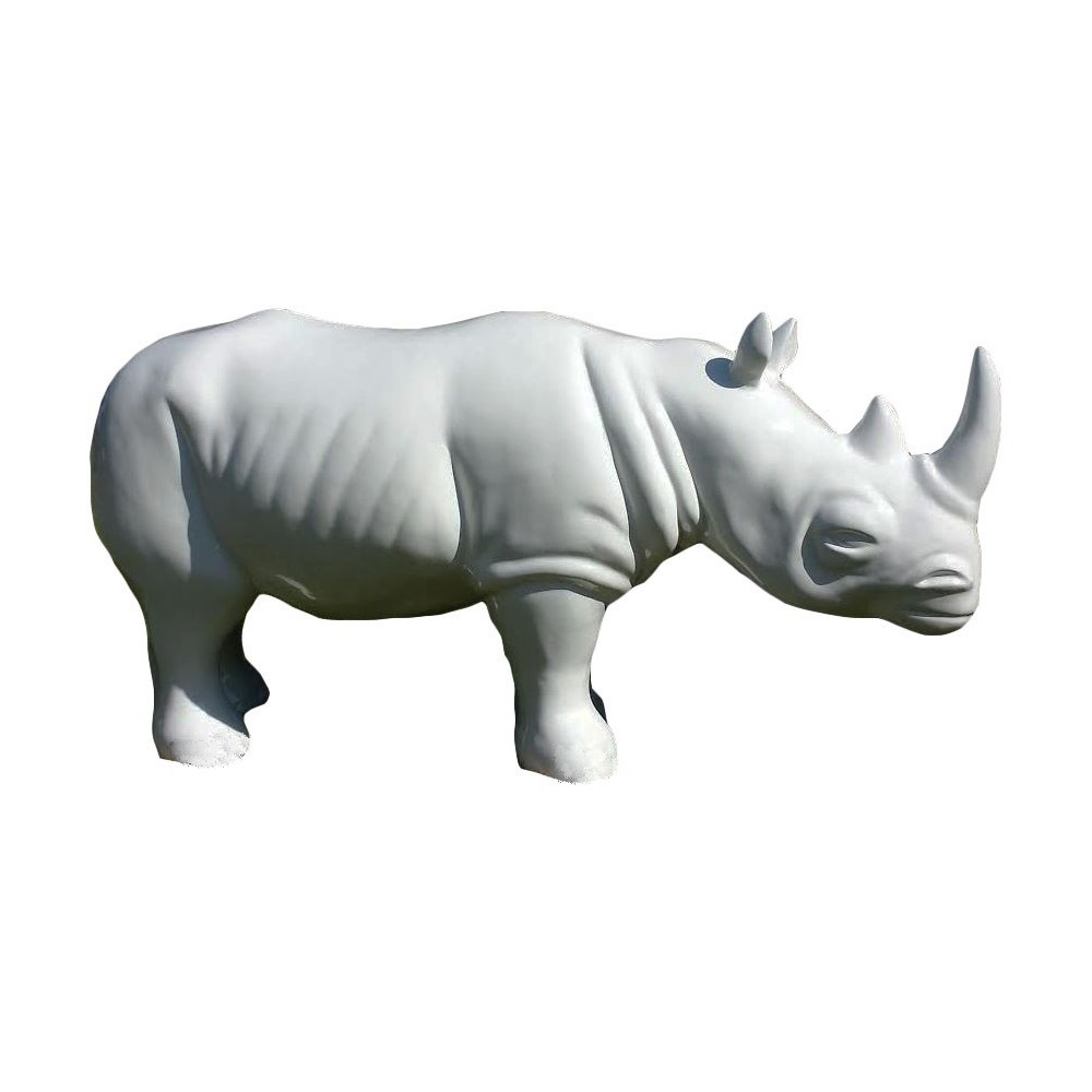 Statue rhinocéros blanc grand modèle