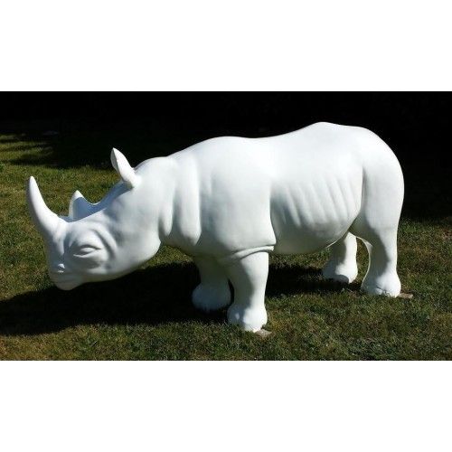 Statue rhinocéros blanc grand modèle