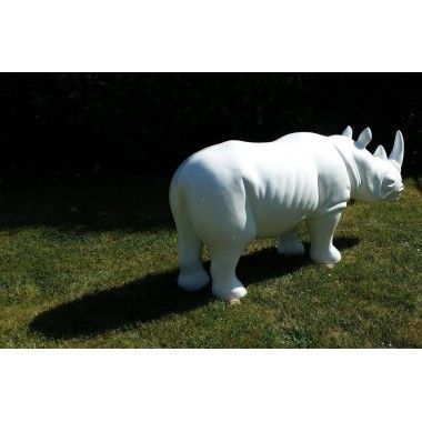 Large white rhino statue