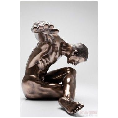 Statue male athlete sitting bronze aspect 137cm Kare design - 2