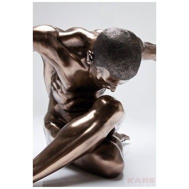 Beeld atleet man zittende bronzen 137cm Kare design - 4