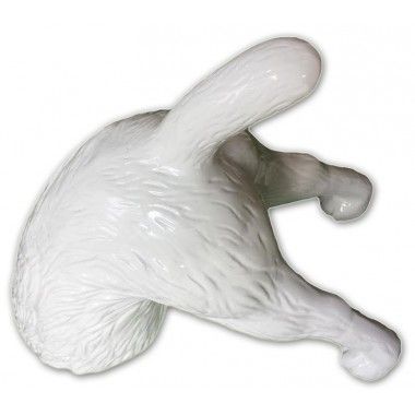 Statue chien terrier qui creuse blanc