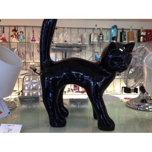 Statue chat noir laqué