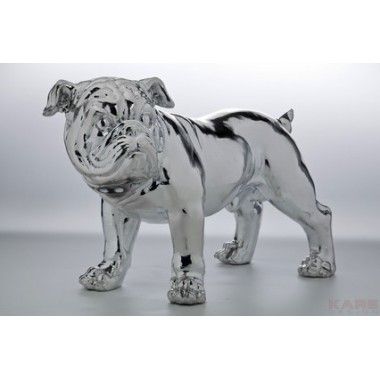 Estátua Deco Inglês bulldog prata 42 cm Kare design - 1