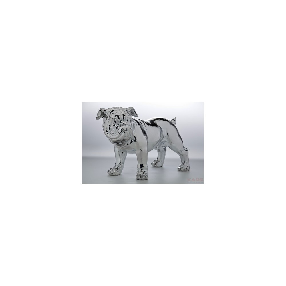 Déco statue bouledogue anglais argent 42 cm Kare design - 1