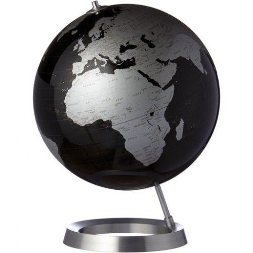 Globe terrestre design noir argent sur socle alu VISION Atmosphere - 1