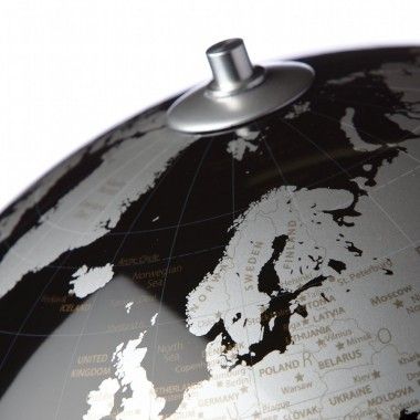 Globe terrestre design noir argent sur socle alu VISION Atmosphere - 4