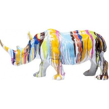 Estátua Decorativa de Rinoceronte Multicolor