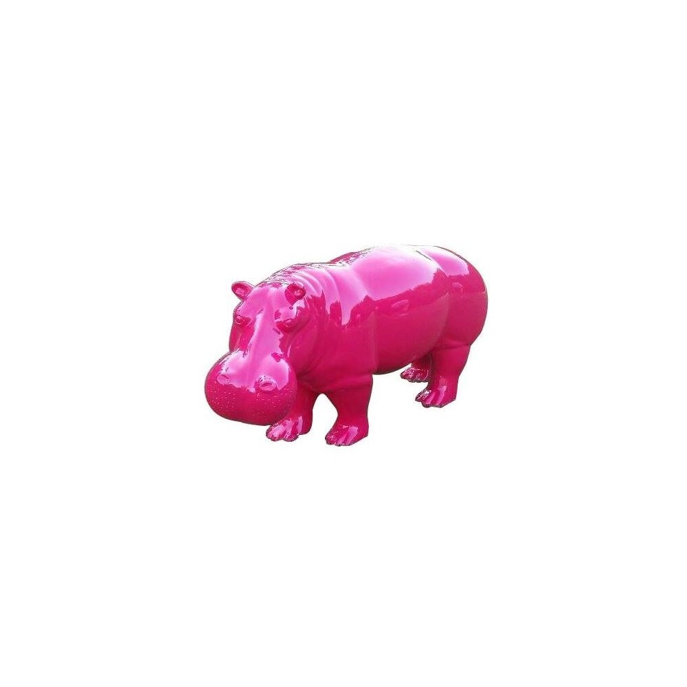 Statue Hippopotame fuchsia grand modèle