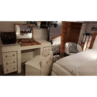 DRESSING TABLE WITH WHITE ARMCHAIR AND STORAGE