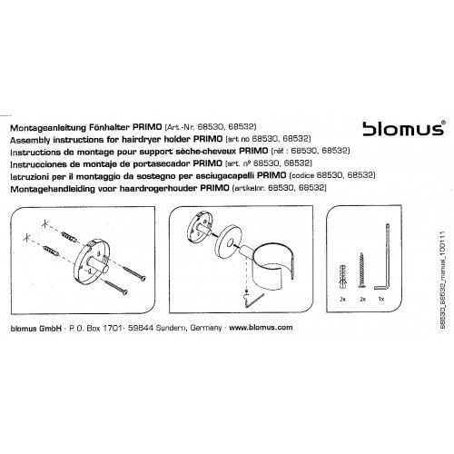 Primo Polished Stainless Steel Hair Dryer Holder Blomus