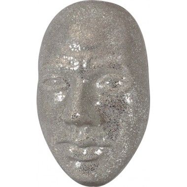 3D gezicht wandmozaïek spiegel zilver 66 cm 