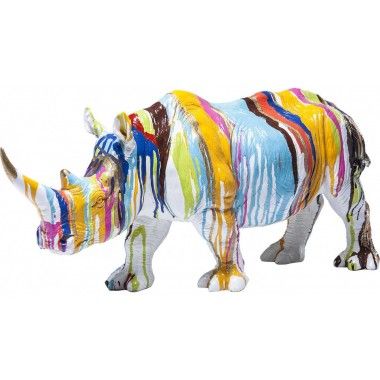 Estátua Decorativa de Rinoceronte Multicolor