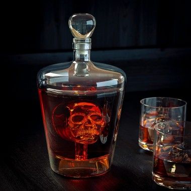 Transparent glass skull carafe 1 Liter