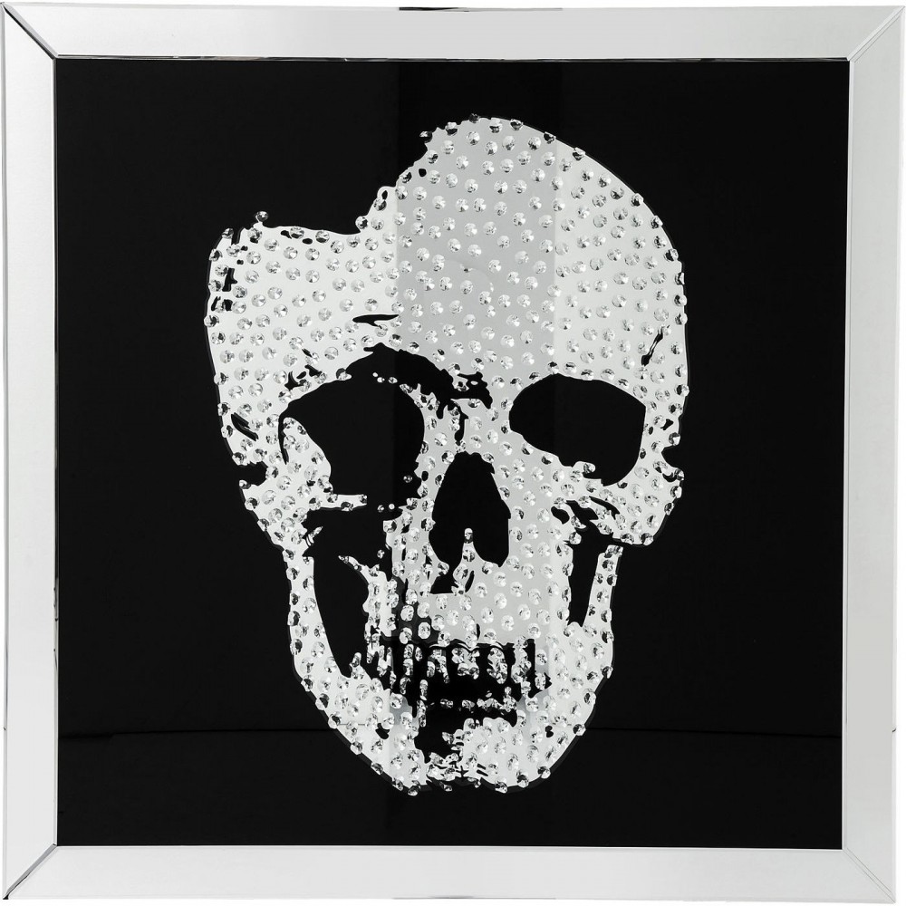 Tableau noir effet miroir tête de mort Skull