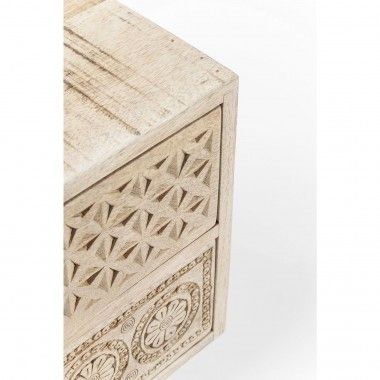 Chevet 2 tiroirs en bois clair ethnique Puro