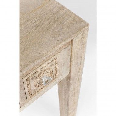 Puro Ethno-Schreibtisch aus hellem Holz mit 5 Schubladen