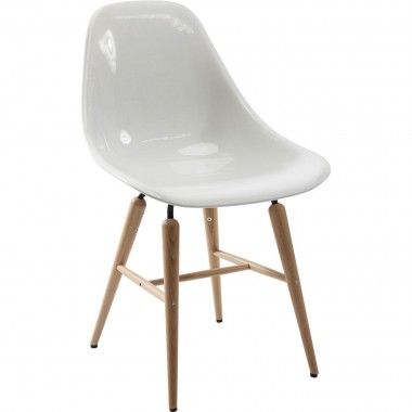 Cadeira fórum de design retro branco e madeira