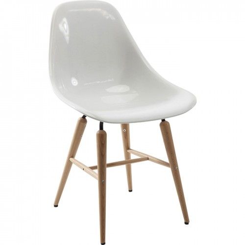 Cadeira fórum de design retro branco e madeira