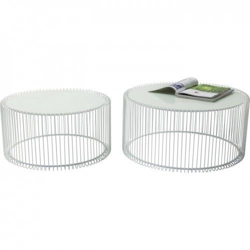 Set of 2 white Wire coffee tables