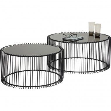 Set of 2 black Wire coffee tables
